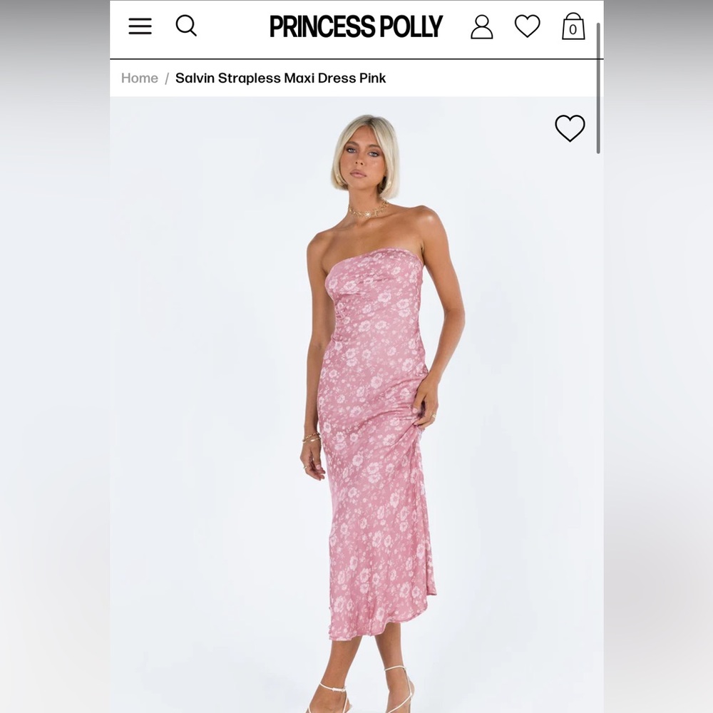 Princess polly strapless floral pink midi dress in size 4